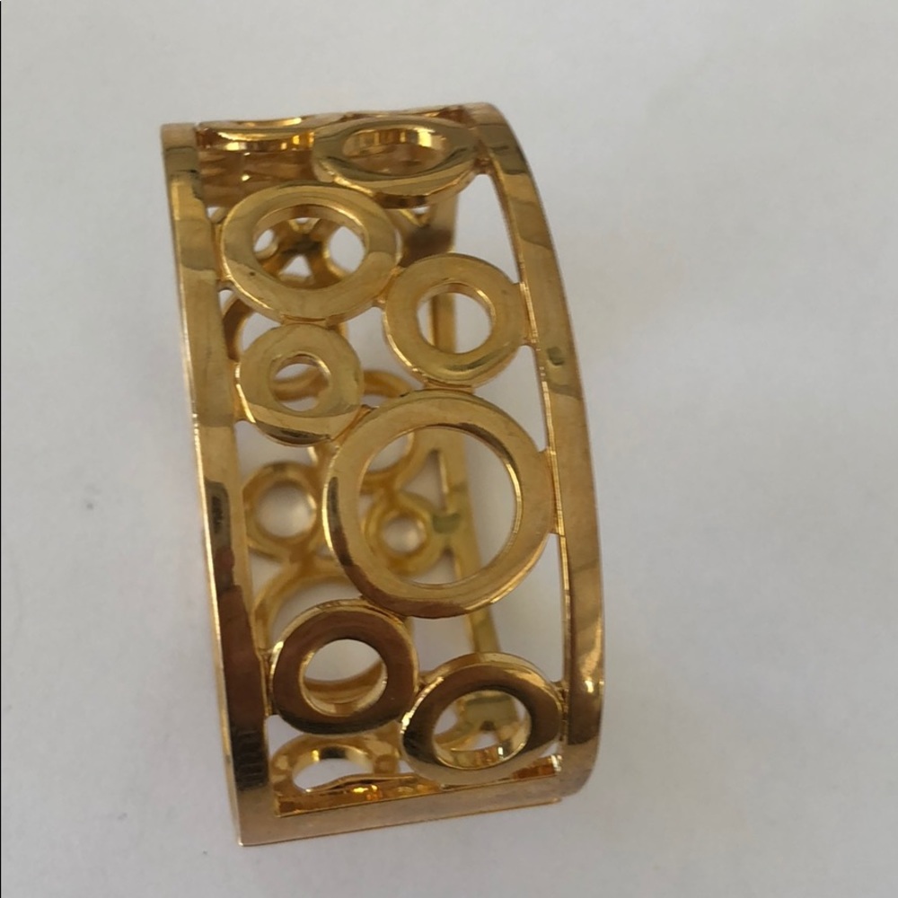 Gold Tone Hinged Bracelet Dots Dots